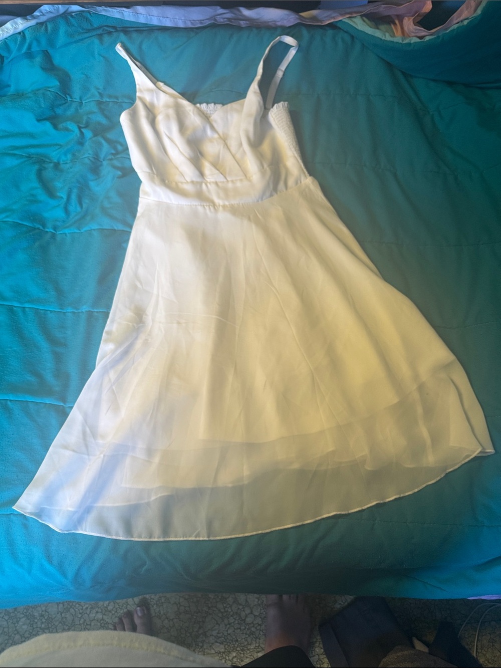 Women's White Spaghetti-Strap A-Line Dress